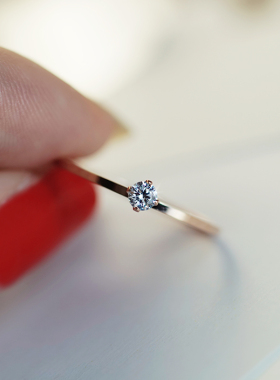 韩国裸钻女单钻钛钢戒指不掉色