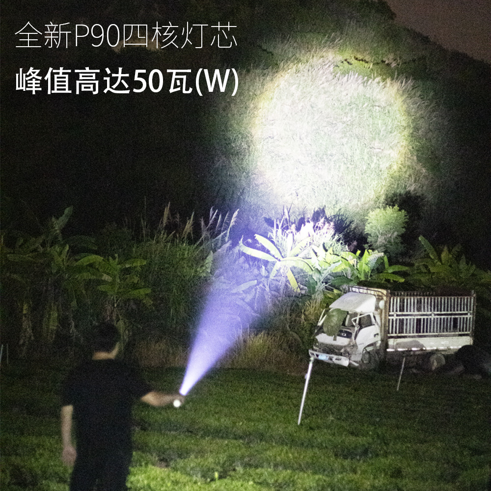 超强光手电筒可充电超亮户外远射便携耐家用大功率锂电激光氙气灯 - 图0