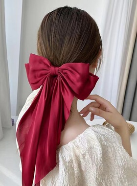 【5个装】爆款蝴蝶结飘带大号发夹抓夹弹簧夹纯色后脑勺发卡女发