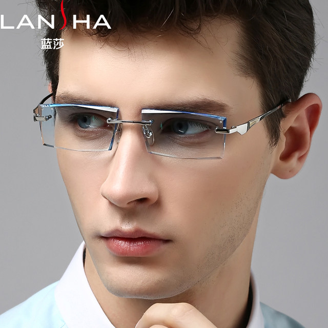 Diamond-cut pure titanium color-changing finished frame men's glasses