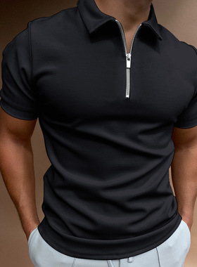men's t-shirts男式polo衬衫领短袖翻领t恤休闲合身上衣欧美男装
