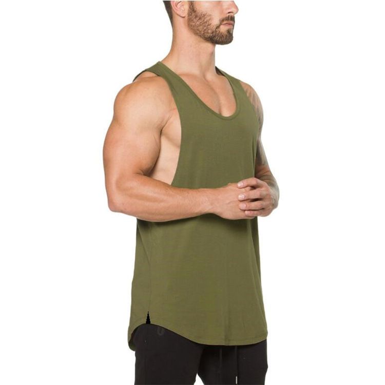 Mens vest solid color summer tank Man gym Singlet背心男V领棉 - 图1