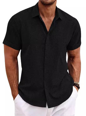 men's t-shirts亚衬衫男沙滩度假复古短袖t恤宽松大码man shirts