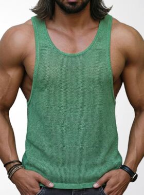 men's vest男装 新款白色打底针织衫 宽松健身运动背心sy0111man