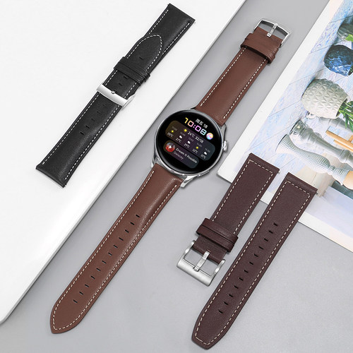 适配华为watch4 3pro new智能运动真皮手表带GT2 3 4 5 6快拆表链 - 图0