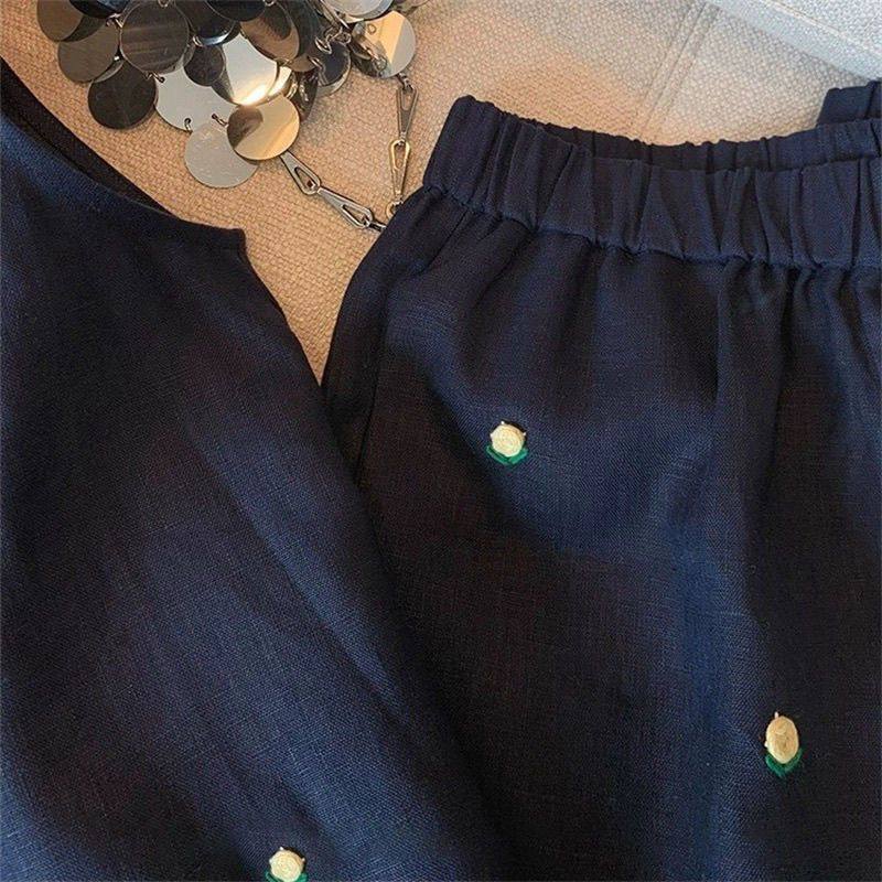 设计感重工花朵刺绣棉麻套装女夏季休闲无袖小背心宽松短裤两件套,淘宝优惠券,粉丝福利购,淘宝优惠卷