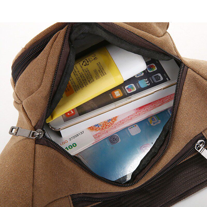 男士手机单肩户外休闲多功能帆布包 迪妃欧黎男士包袋