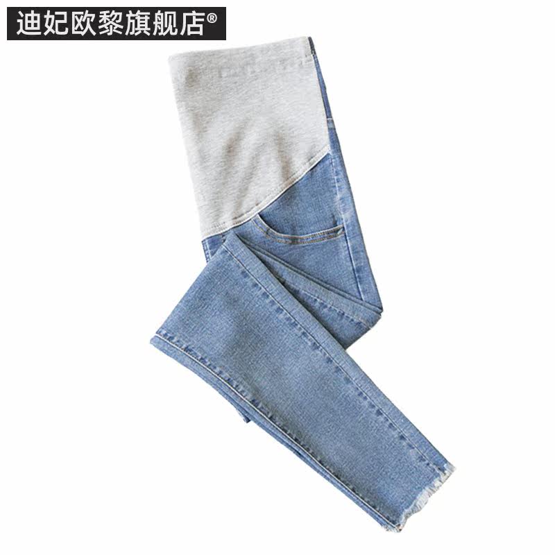 孕妈潮装孕妇九分裤秋装托腹牛仔裤 迪妃欧黎孕妇打底裤
