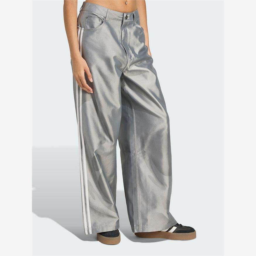 阿迪达斯三叶草足球风阔腿运动裤2025秋女喷绘印花牛仔长裤KE9800,淘宝优惠券,粉丝福利购,淘宝优惠卷