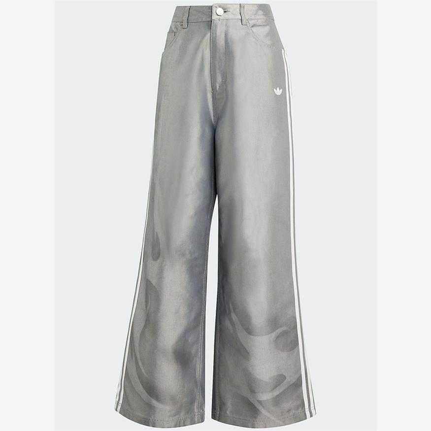 阿迪达斯三叶草足球风阔腿运动裤2025秋女喷绘印花牛仔长裤KE9800,淘宝优惠券,粉丝福利购,淘宝优惠卷