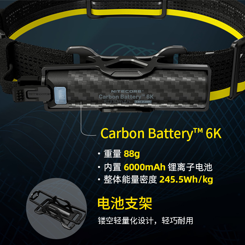 奈特科尔Carbon Battery 6K头灯续航增强电池套装适用NU/HC系列 - 图0