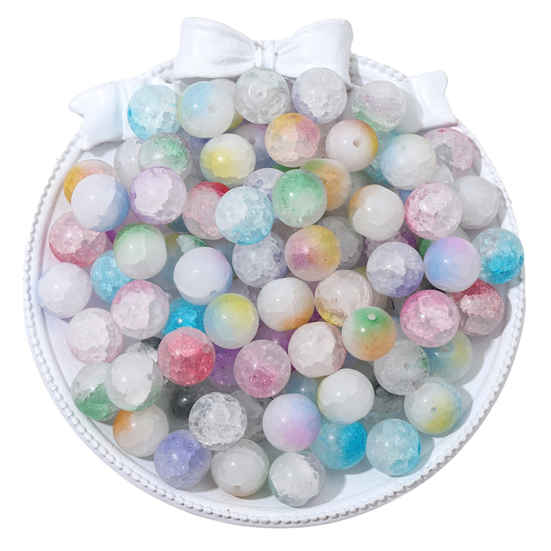 100颗冰裂爆花晶雪花圆珠散珠子手工diy古风发簪手链项链材料配件 - 图3