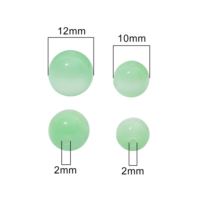 50颗仿猫眼树脂直孔双拼圆珠6-12mm手工diy串珠手链项链发簪材料 - 图3