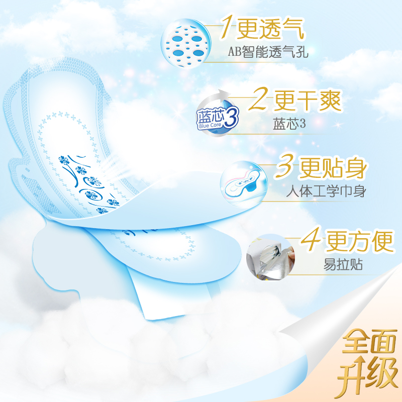 ABC卫生巾日用棉柔瞬吸干爽透气纤薄清凉舒爽护翼防侧漏姨妈巾K11_洗护清洁剂_卫生巾_纸_香薰
