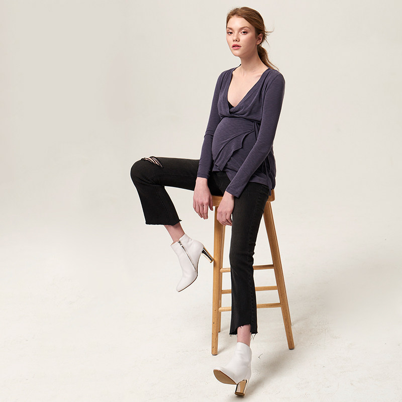 sellynear孕妇2019春夏装牛仔裤 sellynear孕妇喇叭裤