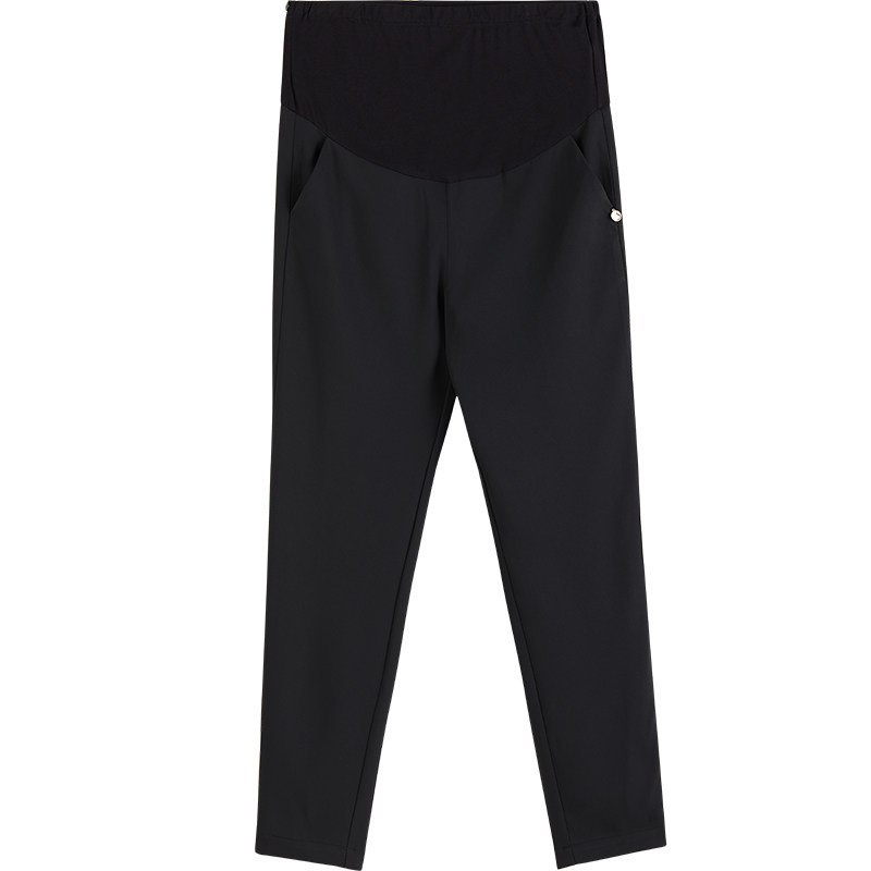 sellynear 2020孕妇装黑色休闲裤子 sellynear孕妇直筒裤