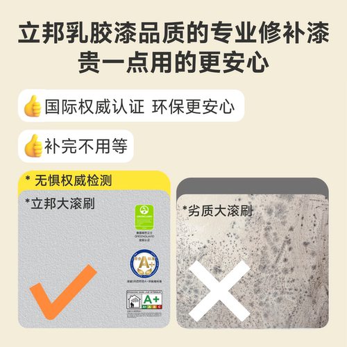 立邦滚筒漆墙面修复白色乳胶漆大滚刷速干补墙膏官方腻子家用神器 - 图1