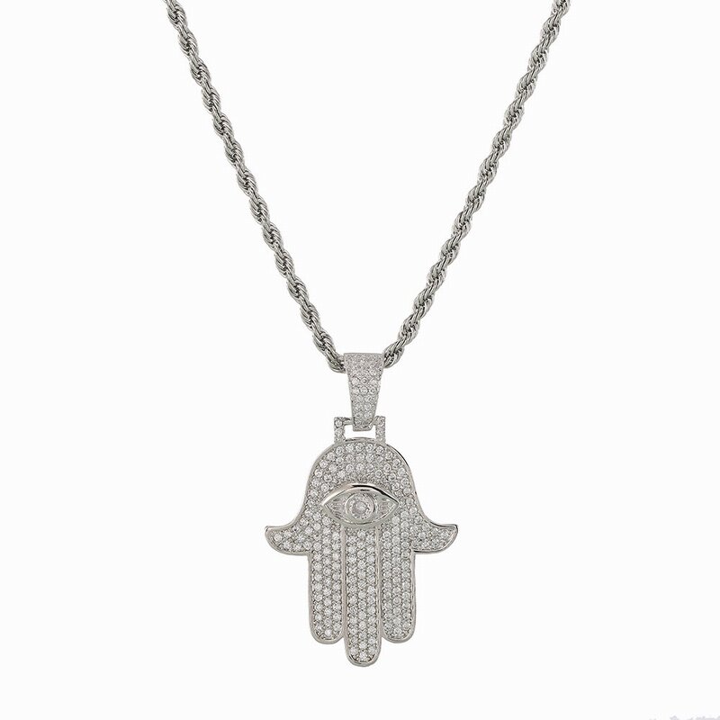 欧美嘻哈镶钻法蒂玛之手hiphop吊坠 壹凡潮品项链