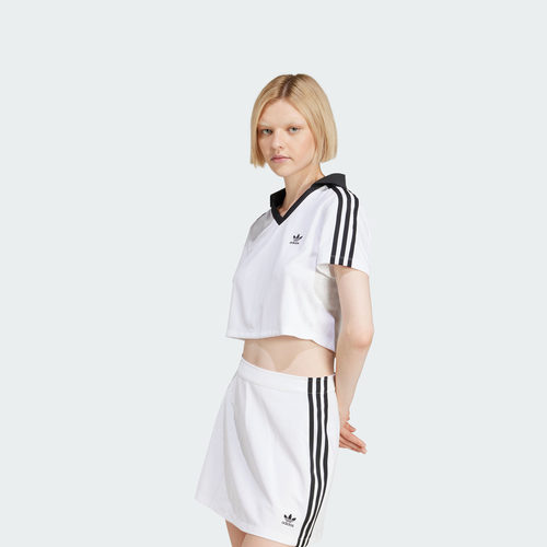 经典短款运动上衣V领短袖POLO衫女装夏季adidas阿迪达斯三叶草 - 图3