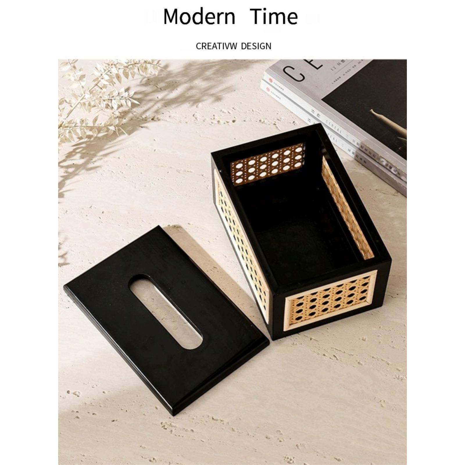 侘寂风复古竹编纸巾盒新中式实木抽纸盒客厅家用茶几桌面装饰摆件,淘宝优惠券,粉丝福利购,淘宝优惠卷