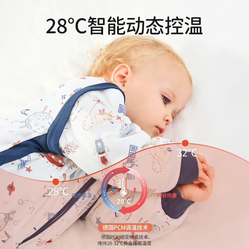 欧孕婴儿睡袋恒温分腿春秋冬款儿童防踢被子神器宝宝中大童睡袋