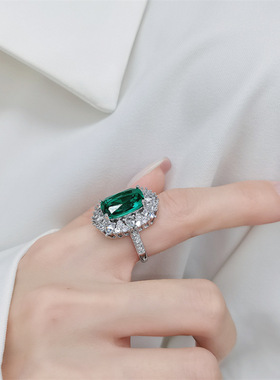 祖母绿戒指女复古冷淡风食指环