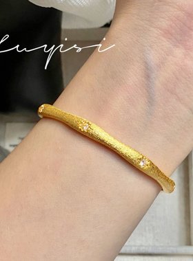 意大利缎带星芒拉丝手镯法式复古