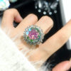Rose cut brilliant three-dimensional flower zircon necklace earrings