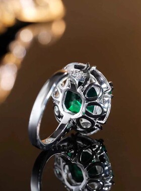 高碳钻戒指日式轻奢彩宝饰品女