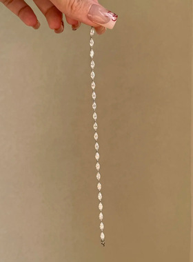 韩系清冷感极细马眼满钻银色手链