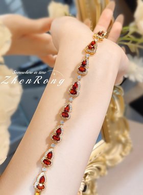新中式国风石榴红葫芦手链女气质