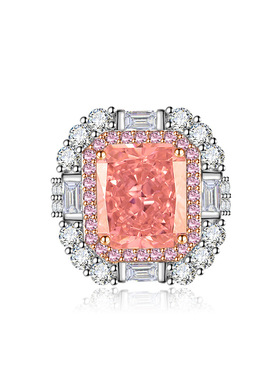 欧美热卖高碳钻冰花切彩色锆石戒