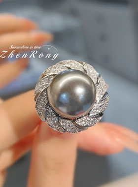 vintage中古风高级感珍珠戒指女