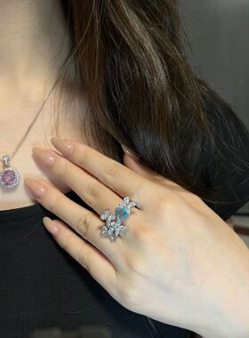 轻奢高级感锆石蝴蝶开口戒指女