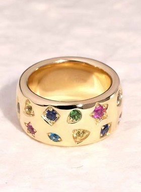 个性彩钻小众戒指复古百搭高级感