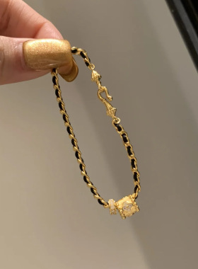 法式复古金跑环黑金手链女简约