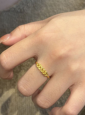 复古高级感招财黄铜钱戒指时尚女