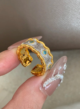 意大利织纹拉丝中古铃兰花吊坠女