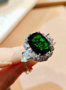 哥伦比亚木佐祖母绿戒指简约百搭