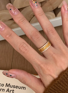 法式复古璀璨星河穗穗平安戒指女