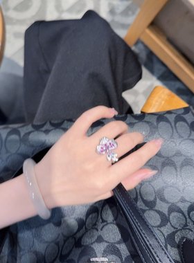 精工超闪轻奢贵气紫色璀璨戒指女