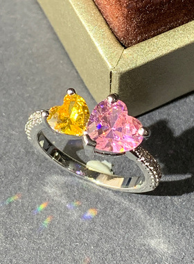 爪镶锆石女款新颖戒指水滴钻玫瑰