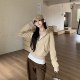 3MER detachable fur collar hooded cardigan sweatshirt jacket