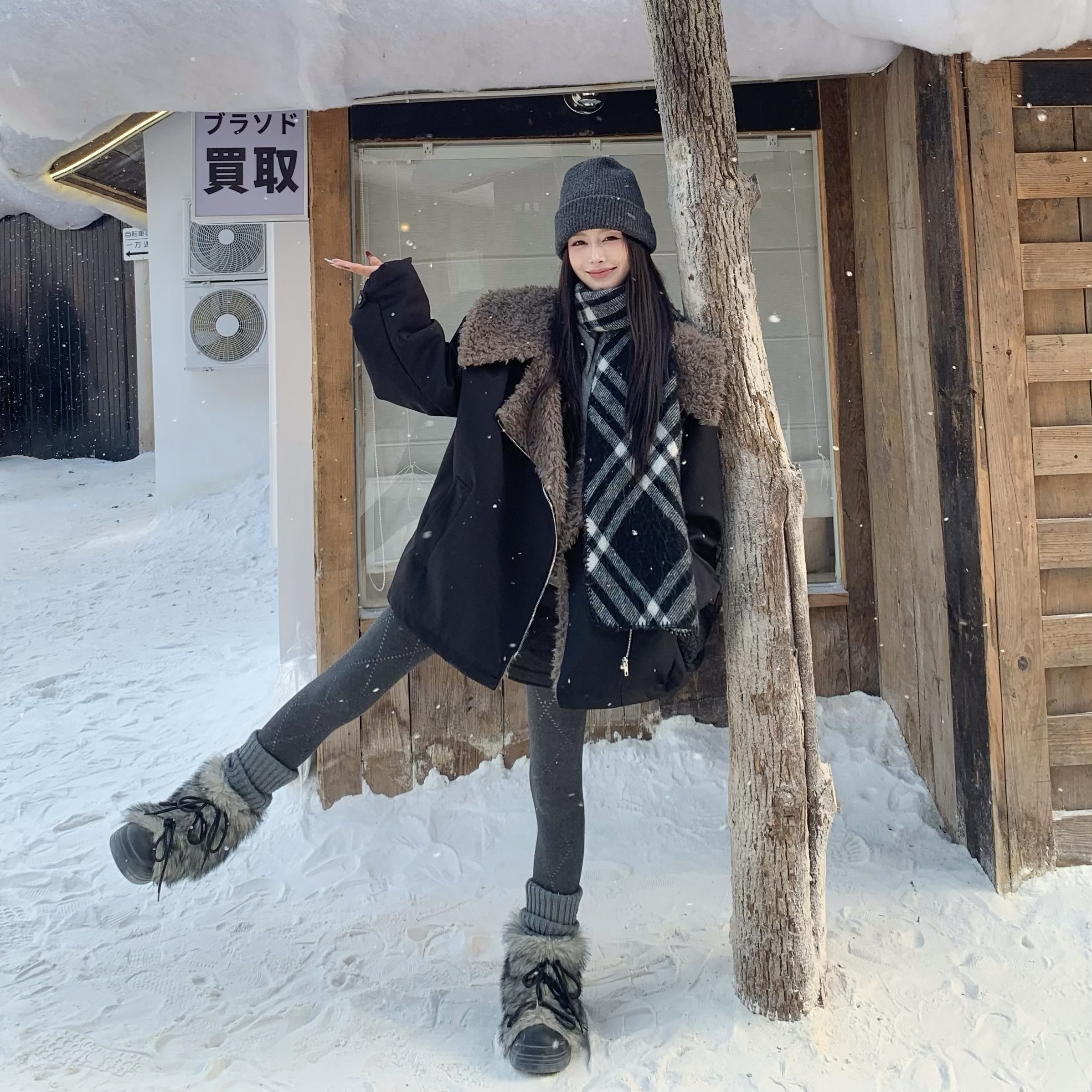 3MER哦哦三妹韩系大翻领中长款毛毛外套女冬季保暖加厚工装派克服,淘宝优惠券,粉丝福利购,淘宝优惠卷