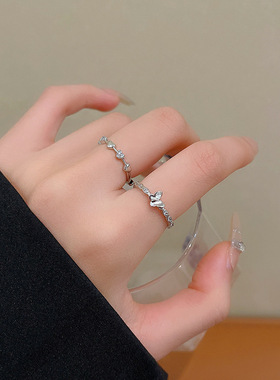 韩系小众爱心蝴蝶两件套开口戒