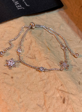 轻奢镶钻珍珠雪花手链女新款