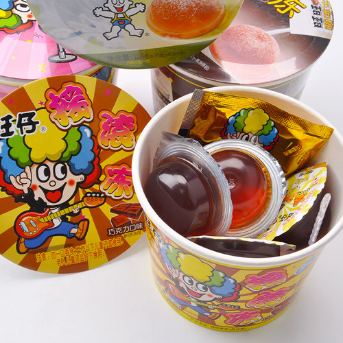 旺旺果冻旺仔摇滚冻摇摇冻咖啡草莓巧克力茶冻粘粉果冻儿童零食品 - 图2