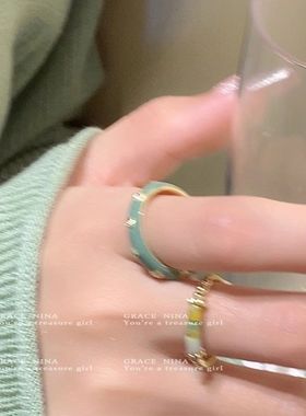 时光清浅~天然石兔子戒指女小众设计高级感轻奢新中式食指戒指环