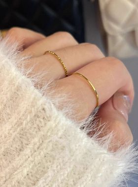 可水洗/不掉色/0.5mm素圈巨细戒指简约素圈关节小众食指尾戒指环