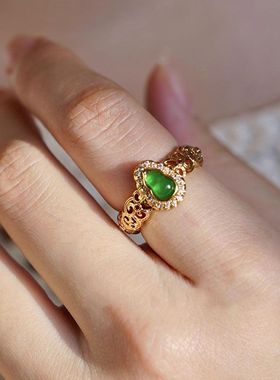 福绿彩色葫芦戒指女款复古宫廷风2025新款气质百搭叠戴食指戒指环